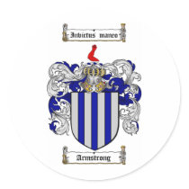 ARMSTRONG FAMILY CREST -  ARMSTRONG COAT OF ARMS ROUND STICKERS