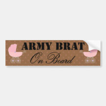 Army Brat On Board Pink Buggy Bumper Sticker