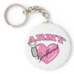 Army Girlfriend Pink Heart N Dog Tag Keychain