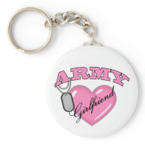 Army Girlfriend Pink Heart N Dog Tag Keychain