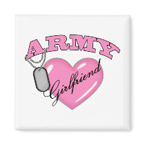 Army Girlfriend Pink Heart N Dog Tag Magnets