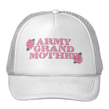 Army Grandmother Pink Roses Mesh Hat