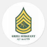 Army Grill Sergeant Round Sticker