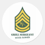 Army Grill Sergeant Round Stickers