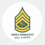 Army Grill Sergeant Round Stickers