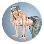 Army, Military Girl in Camo Pinup by Al Rio stickers