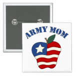 Army Mom Patriotic Apple Pinback Button