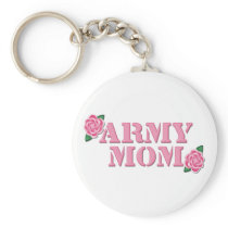 Army Mom Pink Roses Keychains