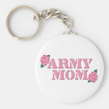 Army Mom Pink Roses Keychains