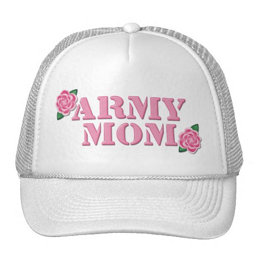 Army Mom Pink Roses Mesh Hats