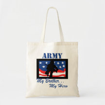 Army My Brother My Hero Tote Bags