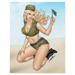 Army or Military Pinup Girl with American Flag flyers