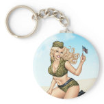 Army or Military Pinup Girl with American Flag keychains