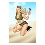Army or Military Pinup Girl with American Flag posters