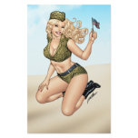 Army or Military Pinup Girl with American Flag stationery
