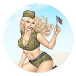 Army or Military Pinup Girl with American Flag
