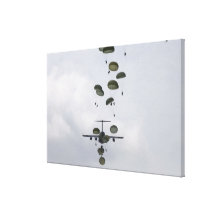Army Soldiers jump out of a C-17 Globemaster II Stretched Canvas Prints