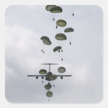 Army Soldiers jump out of a C-17 Globemaster II Square Sticker