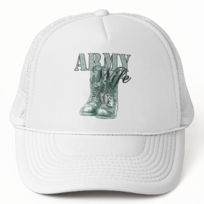 Army Wife Combat Boots N Dog Tags 2 Trucker Hat by ArmyMomCreations