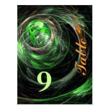 Around the World Green Table Number Postcard