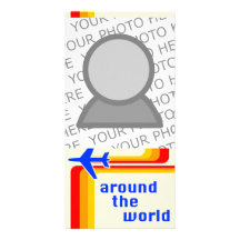 around the world : retro plane picture card