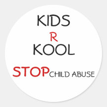 ARRÊT, MAUVAIS TRAITEMENT À ENFANT, ENFANTS, R, KO AUTOCOLLANT ROND