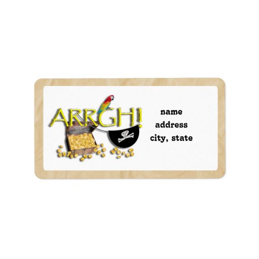 ARRGH! With Pirate Treasure, Parrot & Eye Patch Personalized Address Labels