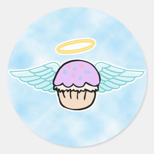 arrière - plan de nuage, ange de petit gâteau aucu autocollants