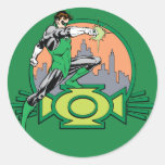 Arrière - plan et logo verts de ville de lanterne adhésifs