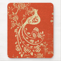 Arrière - plan grunge rouge d'oiseau magnifique d' tapis de souris