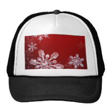 Arrière - plan rouge de flocon de neige de Noël Casquettes De Camionneur