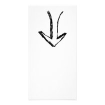 Arrow Pointing Down. Black and White. Personalized Photo Card