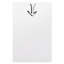 Arrow Pointing Down. Black and White. Customized Stationery