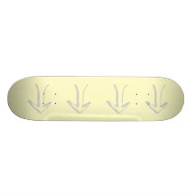 Arrow Pointing Down Grey and Cream. Skate Board Deck