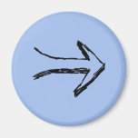 Arrow Pointing Right, Black and Blue. Refrigerator Magnet