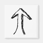 Arrow Pointing Up. Black and White. Magnet