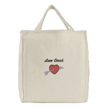 Arrow Through Heart Tote Love Struck Embroidered Tote Bag