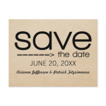 Arrow Typography Save the Date Postcard, Black