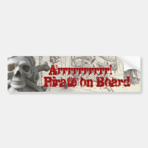 Arrrrrrr Pirate on Board Bumper Sticker with Skull