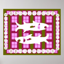 ART101 ZODIAC  Oriental Chinese  Red Energy Print