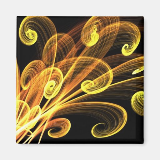Art abstrait de fleurs d'or aimant pour réfrigérateur