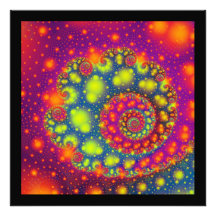 Art abstrait décoratif au néon en spirale psychédé photos sur toile