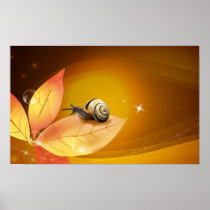 Art abstrait - escargot curieux affiches