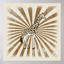 Art africain d'original de girafe poster
