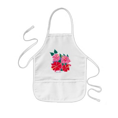 Art Apron: Tropical Hibiscus Flowers. Kids White by johndyergallery