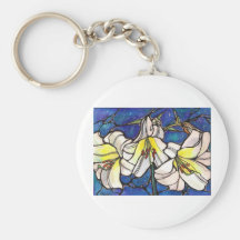 Art blanc de conception en verre souillé de fleurs porte-clés