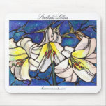 Art blanc de conception en verre souillé de fleurs tapis de souris