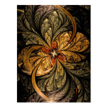Art brillant de fractale de feuille carte postale