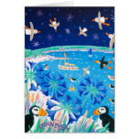 Art Card: Scilly Puffins and Gulls, Pentle Bay