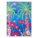 Art Card:Tropical Blue Sea and Pink Palms, Tresco